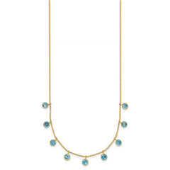 14k Blue Topaz Dangles 16 inch Necklace Plus 2 inch Extender