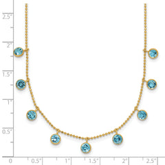 14k Blue Topaz Dangles 16 inch Necklace Plus 2 inch Extender