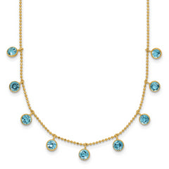 14k Blue Topaz Dangles 16 inch Necklace Plus 2 inch Extender