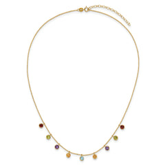 14K Amethyst/Citrine/Garnet/Peridot/Blue Topaz 16 inch Necklace Plus 2 inch Extender