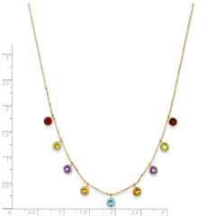 14K Amethyst/Citrine/Garnet/Peridot/Blue Topaz 16 inch Necklace Plus 2 inch Extender