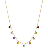 14K Amethyst/Citrine/Garnet/Peridot/Blue Topaz 16 inch Necklace Plus 2 inch Extender
