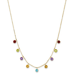 14K Amethyst/Citrine/Garnet/Peridot/Blue Topaz 16 inch Necklace Plus 2 inch Extender