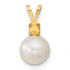 14k 7-8mm White Round Freshwater Cultured Pearl and .30RU Ruby Post Earrings and Pendant Set