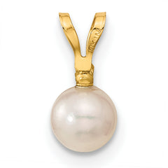 14k 5-6mm White Round Akoya Saltwater Cultured Pearl and .03 Carat Diamond Post Earrings and Pendant Set