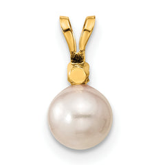 14k 6-7mm White Round Akoya Saltwater Cultured Pearl and .10 Carat Diamond Post Earrings and Pendant Set