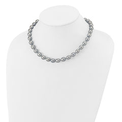 14k White Gold 8-9mm Grey Rice Freshwater Cultured Pearl 16 inch Necklace