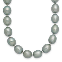 14k White Gold 8-9mm Grey Rice Freshwater Cultured Pearl 24 inch Necklace