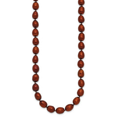 14k 7-8mm Brown Rice Freshwater Cultured Pearl 20 inch Necklace