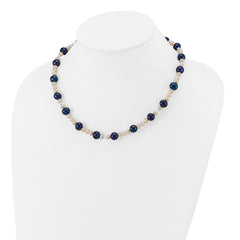 14k White Gold Black and White Semi-Round Freshwater Cultured and Mirror Bead 18 inch Necklace