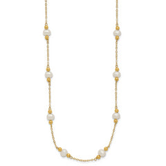 14k 5-6mm White Near-Round Freshwater Cultured Pearl Beaded 12-Station 18 inch Necklace