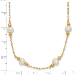 14k 5-6mm White Near-Round Freshwater Cultured Pearl Beaded 12-Station 18 inch Necklace