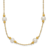 14k 5-6mm White Near-Round Freshwater Cultured Pearl Beaded 12-Station 18 inch Necklace