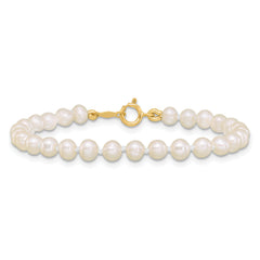14k 3-4mm White Semi-Round Freshwater Cultured Pearl 4 inch Bracelet