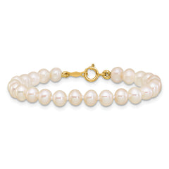 14k 4-5mm White Semi-Round Freshwater Cultured Pearl 4 inch Bracelet