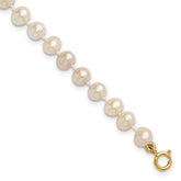 14k 4-5mm White Semi-Round Freshwater Cultured Pearl 4 inch Bracelet