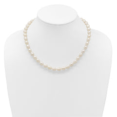 14k 7-8mm White Rice Freshwater Cultured Pearl 20 inch Necklace