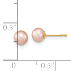 14k Madi K 4-5mm Pink Round Freshwater Cultured Pearl Pendant and Post Earrings Set