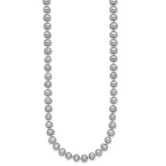 14K 5-6mm Grey Near Round Freshwater Cultured Pearl 20 inch Necklace