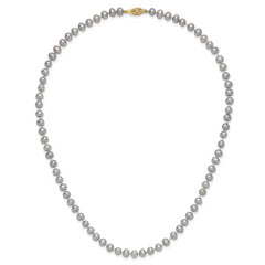14K 5-6mm Grey Near Round Freshwater Cultured Pearl 20 inch Necklace