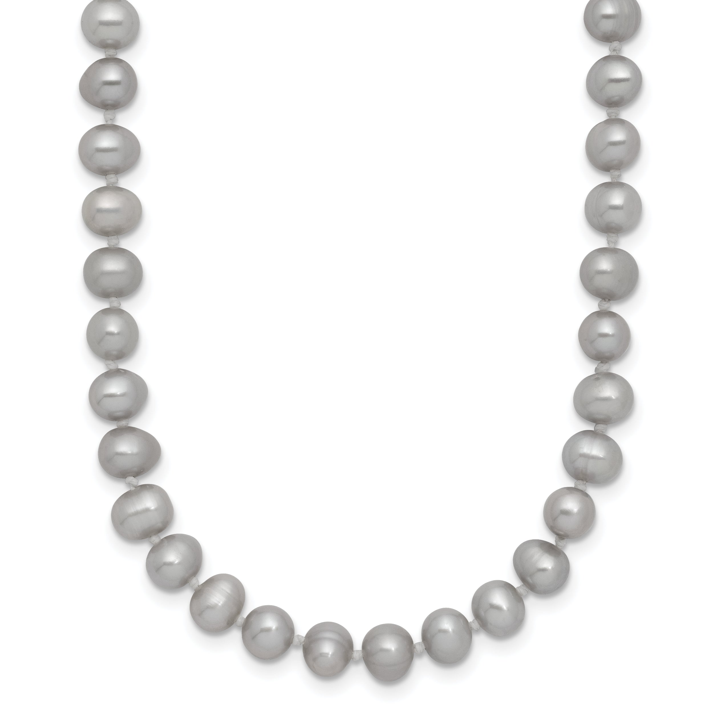 14K 5-6mm Grey Near Round Freshwater Cultured Pearl 20 inch Necklace