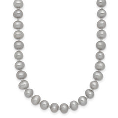 14K 5-6mm Grey Near Round Freshwater Cultured Pearl 20 inch Necklace