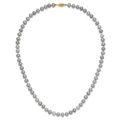 14K 6-7mm Grey Near Round Freshwater Cultured Pearl 20 inch Necklace