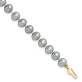 14k 6-7mm Grey Near Round Freshwater Cultured Pearl 7.5 inch Bracelet
