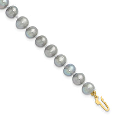 14k 6-7mm Grey Near Round Freshwater Cultured Pearl 7.5 inch Bracelet
