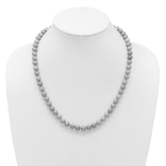 14K 7-8mm Grey Near Round Freshwater Cultured Pearl 20 inch Necklace