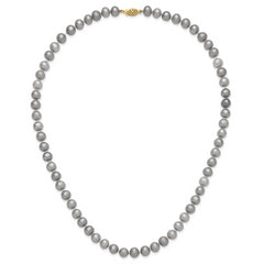 14K 7-8mm Grey Near Round Freshwater Cultured Pearl 20 inch Necklace