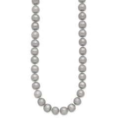 14K 8-9mm Grey Near Round Freshwater Cultured Pearl 20 inch Necklace