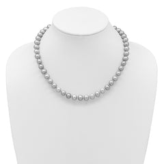 14K 8-9mm Grey Near Round Freshwater Cultured Pearl 20 inch Necklace
