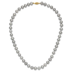 14K 8-9mm Grey Near Round Freshwater Cultured Pearl 20 inch Necklace