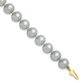 14K 8-9mm Grey Near Round Freshwater Cultured Pearl 7.5 inch Bracelet
