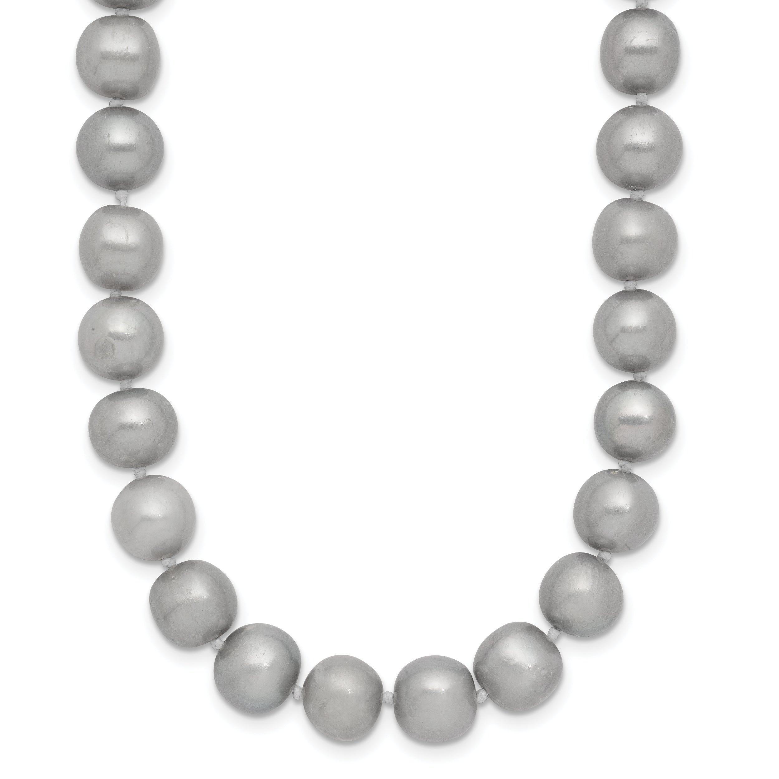 14K 8-9mm Grey Near Round Freshwater Cultured Pearl 20 inch Necklace