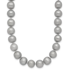 14K 8-9mm Grey Near Round Freshwater Cultured Pearl 20 inch Necklace
