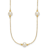 14k Polished 8-9mm Near-Round White Freshwater Cultured Pearl 5-Station 18 inch Necklace