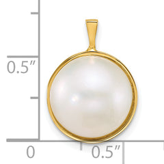 14k Polished 12-13mm Saltwater Cultured Mabe Pearl Pendant