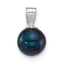 14k White Gold Polished 7-8mm Round Black Freshwater Cultured Pearl Pendant