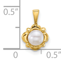 14k Polished 4-5mm Button White Freshwater Cultured Pearl Pendant