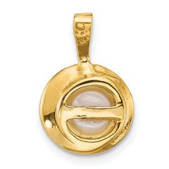 14k Polished 6-7mm Button White Freshwater Cultured Pearl Pendant