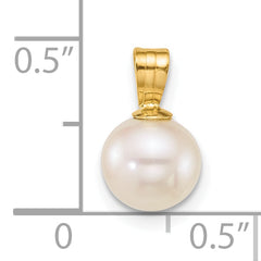 14k Polished 7-8mm Round White Freshwater Cultured Pearl Pendant