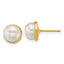 14k Polished 7-8mm Button White Freshwater Cultured Pearl Post Earrings