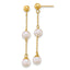 Cultured Two-Pearl and Chain Stud Dangle Earrings in 14K Yellow Gold - Sophia Jewelers