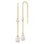 14k Polished 4-5mm Near Round and 7-8mm Teardrop White Freshwater Cultured Pearl and Chain Threader Earrings