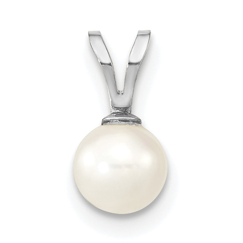 14k White Gold 5-6mm White Round Freshwater Cultured Pearl Pendant