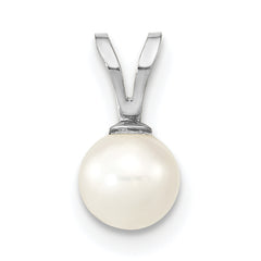14k White Gold 5-6mm White Round Freshwater Cultured Pearl Pendant