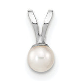 14k White Gold 3-4mm White Round Freshwater Cultured Pearl Pendant