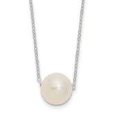 14k White Gold 10-11mm White Near Round Freshwater Cultured Pearl 17 inch Necklace